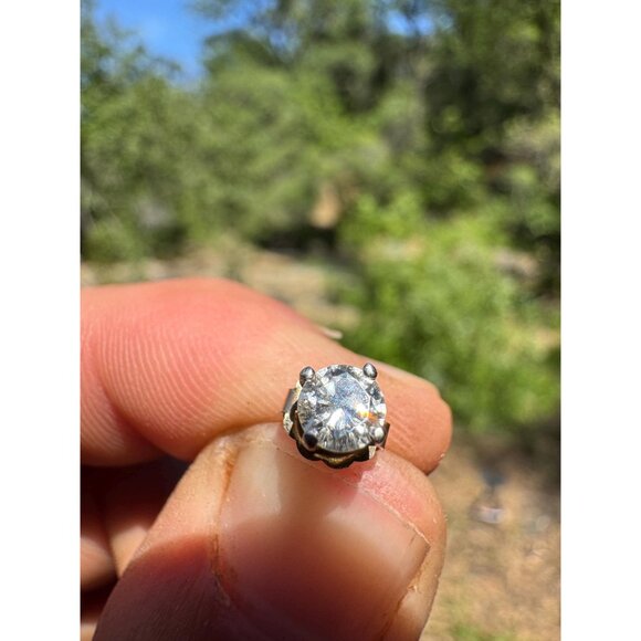 Vintage 1/4 carat Diamond 14k White Gold Earring SINGLE - Great Mens Man Earring - Picture 6 of 8